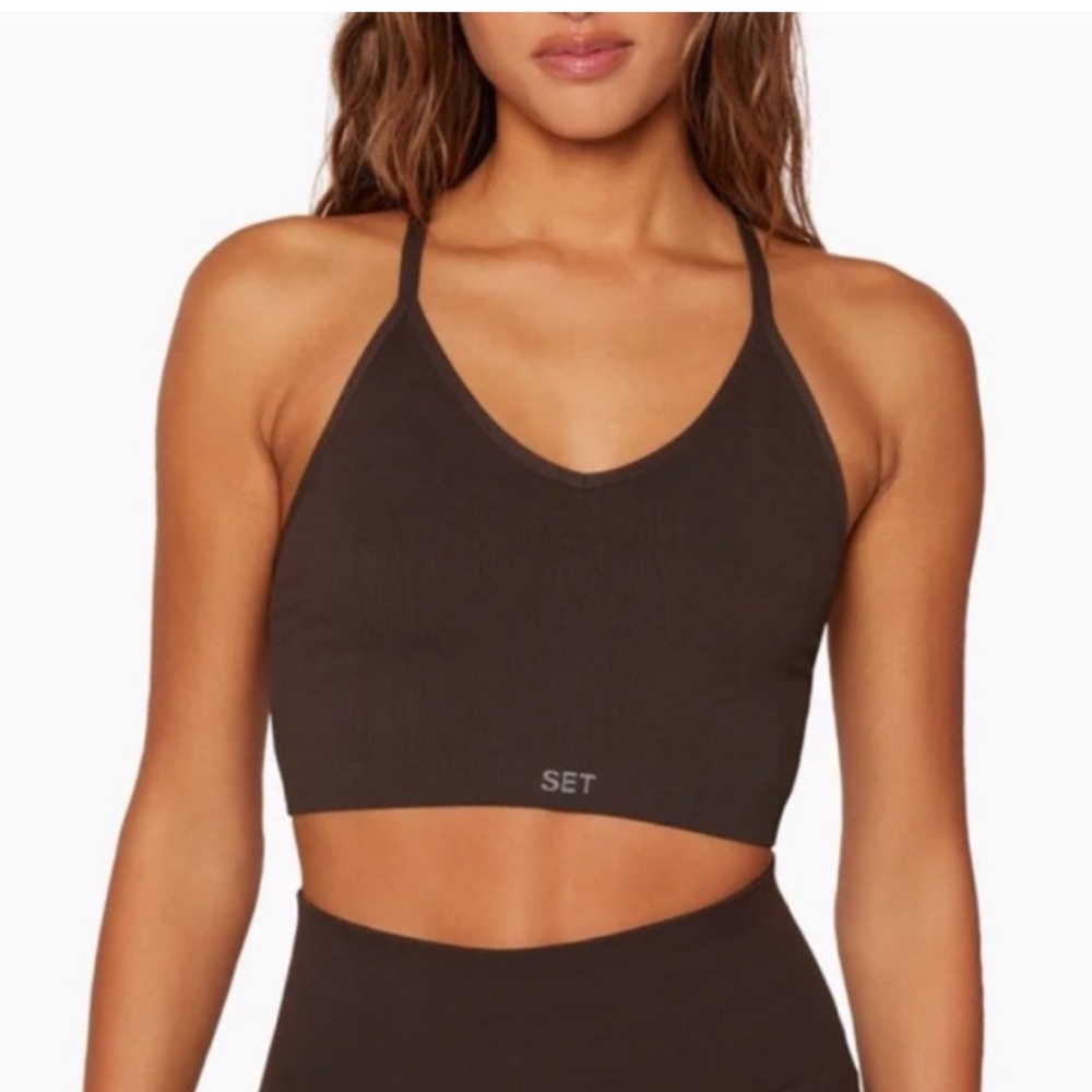 SET ACTIVE SCULPTFLEX® RIBBED V BRA - ESPRESSO